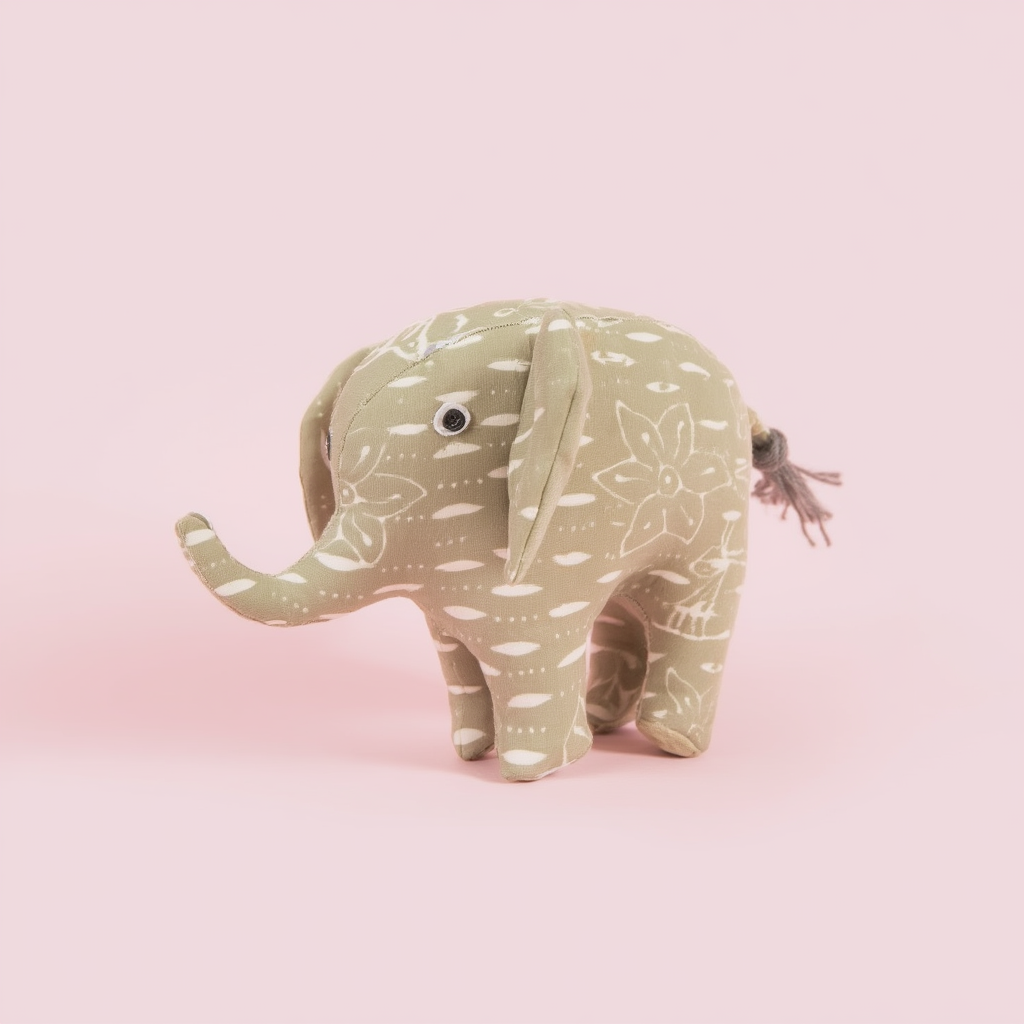 Sage Green Batik Elephant - Earthy Boho Soft Toy