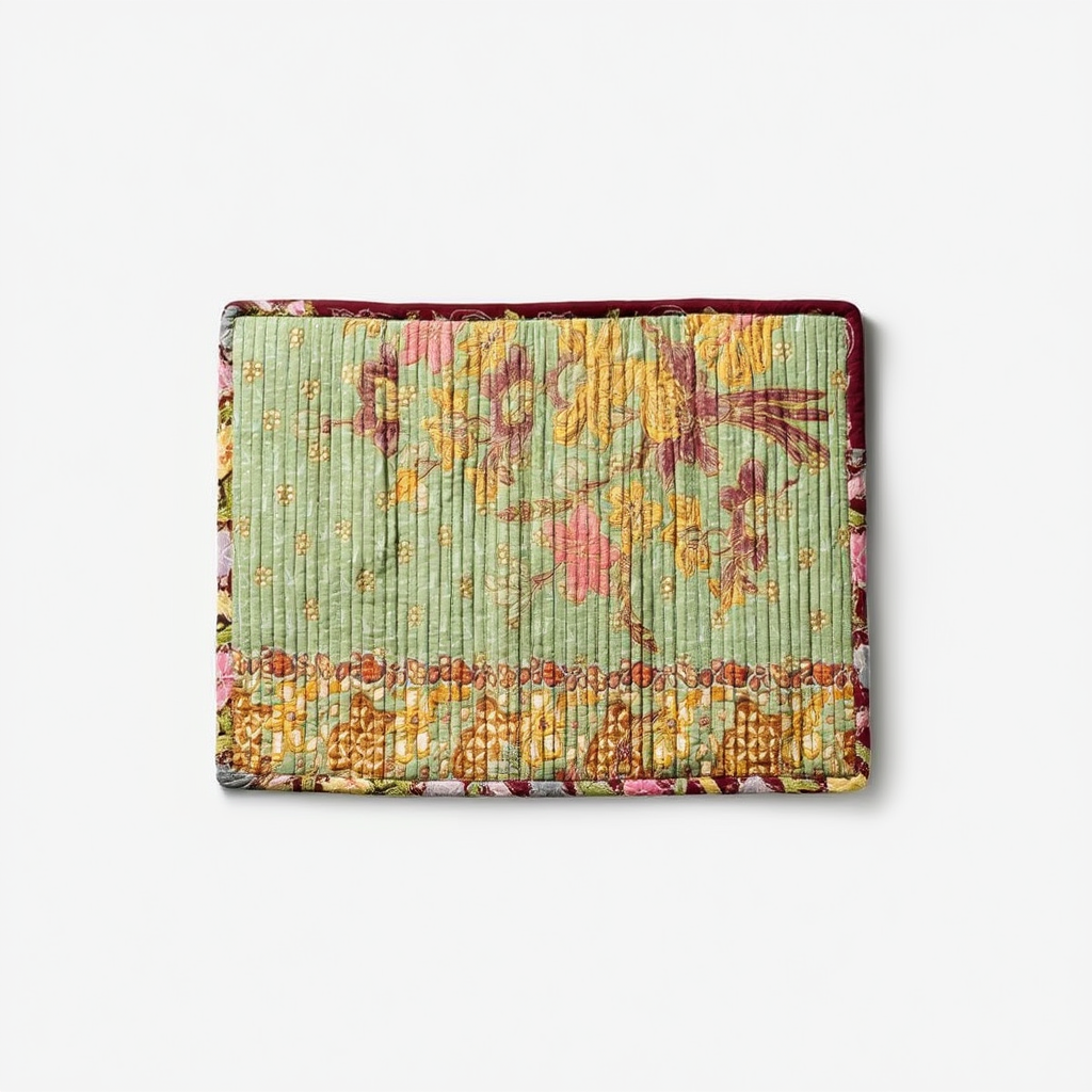 Artisan Batik Meditation Mat - Handcrafted Patchwork Prayer Rug