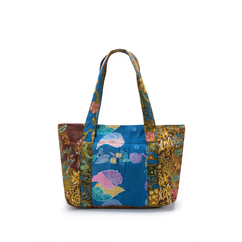 Tas Bundar Batik Buatan Tangan - Tas Selempang "Canteen" Patchwork Buatan Tangan