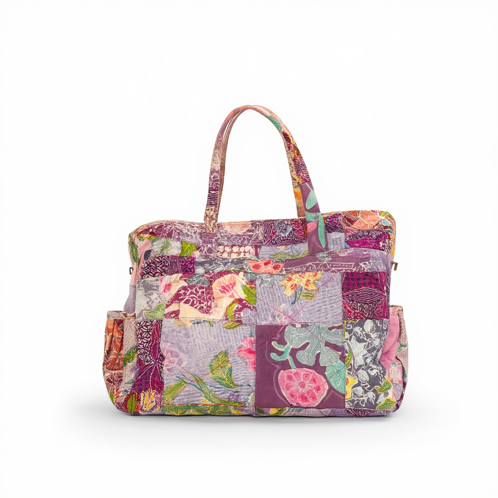 Artisan Batik Drawstring Backpack - Handcrafted Patchwork Cinch Bag